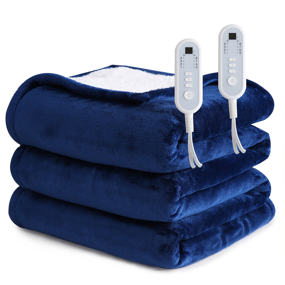 Heated Blanket Electric Flannel with 8 Heat Settings & 10-Hour Auto Off Timer, PTC NTC Dual Overheat Protection, Machine Washable Electric Blanket Throw Twin Full Queen King for Bed Couch Sofa