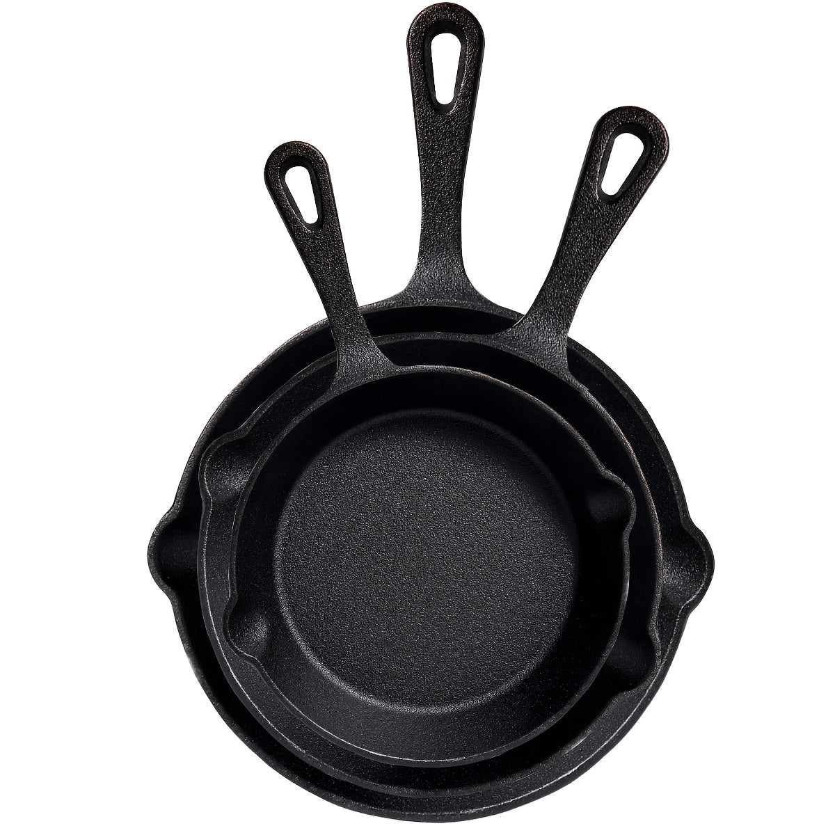 Cast Iron Skillet Set 3-5 Piece Uncoated Frying Pan with Drip Spout – Heavy Duty Pre-Seasoned Cast Iron Cookware for Stovetop, Oven, Grill & Camping