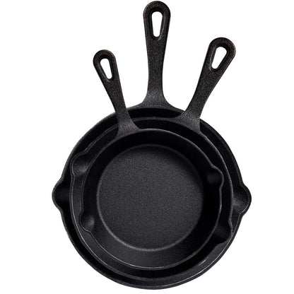 Cast Iron Skillet Set 3-5 Piece Uncoated Frying Pan with Drip Spout – Heavy Duty Pre-Seasoned Cast Iron Cookware for Stovetop, Oven, Grill & Camping
