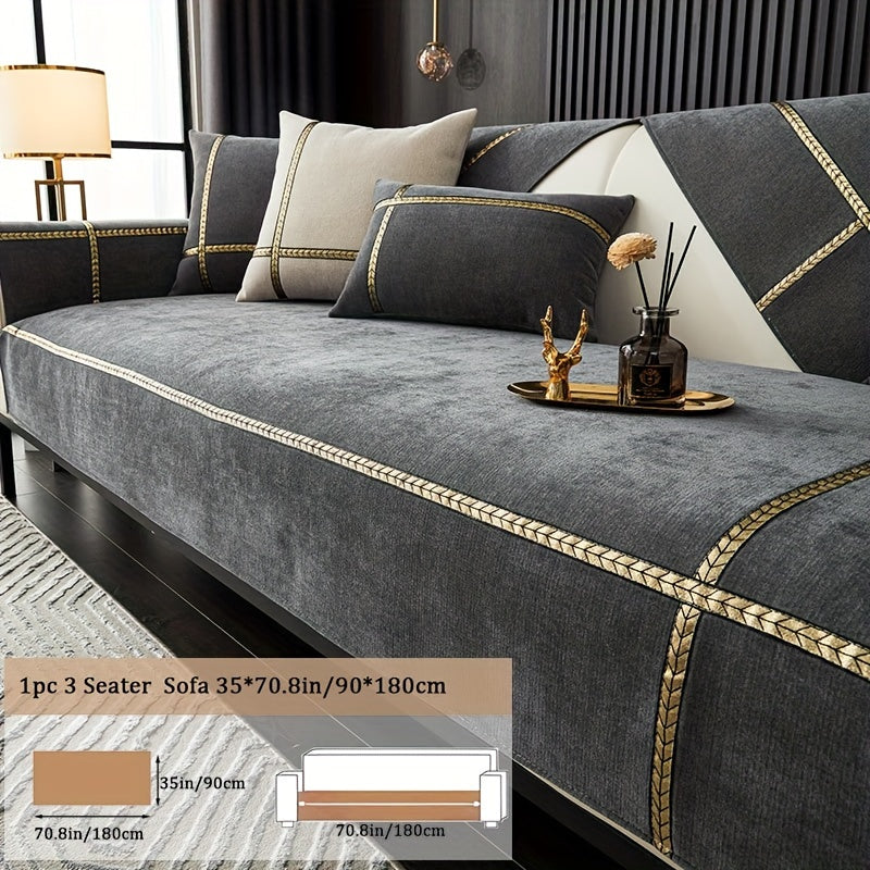 Chenille Sofa Cover Pet-Friendly All-Season Slipcover Furniture Protector for Living Room Bedroom Office - Fits Single 2 3 4 Seater Sofa - Blue-Green Deep Gray Off White Light Gray