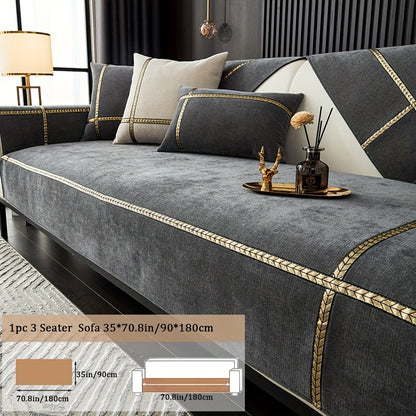 Chenille Sofa Cover Pet-Friendly All-Season Slipcover Furniture Protector for Living Room Bedroom Office - Fits Single 2 3 4 Seater Sofa - Blue-Green Deep Gray Off White Light Gray
