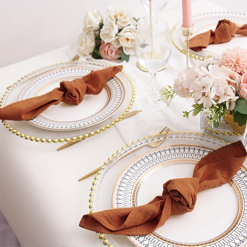 Cloth Napkins Set of 6 or 12 Solid Color Pleated Texture 16x16 Inch Washable Reusable Fabric Napkins for Wedding Dinner Party Banquet Restaurant Kitchen Table Decor