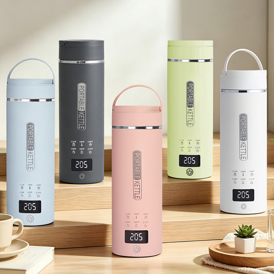 Portable Electric Kettle Travel 15.2oz 304 Stainless Steel 6 Temperature Controls Auto Shut-Off BPA Free for Coffee Tea Milk 5 Colors