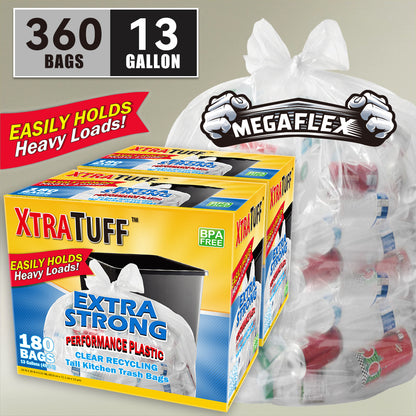 Heavy Duty Trash Bags Bulk Pack - 13 Gallon 8 Gallon 4 Gallon Expandable Garbage Bags, Super Strong Leak-Resistant Odor-Proof Disposable Waste Bags for Kitchen Bedroom Living Room Outdoor