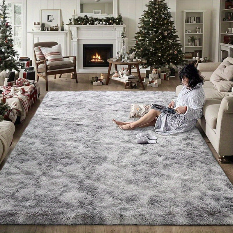 6x9 Fluffy Area Rug for Living Room – Large Shaggy Soft Carpet for Bedroom Dorm Room Decor, Thick Fuzzy Non-Slip Indoor Floor Rug in Tie-Dye Gray Black Coffee, Aesthetic Home Decor Christmas Gift