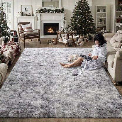 6x9 Fluffy Area Rug for Living Room – Large Shaggy Soft Carpet for Bedroom Dorm Room Decor, Thick Fuzzy Non-Slip Indoor Floor Rug in Tie-Dye Gray Black Coffee, Aesthetic Home Decor Christmas Gift