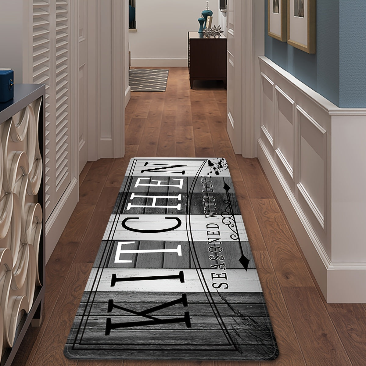 Kitchen Mat Printed Absorbent Non-Slip Durable Floor Mat for Kitchen Door Hallway Entryway Laundry Room, Modern Decorative Kitchen Rug Carpet Mat Easy to Clean