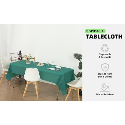 Disposable Plastic Tablecloth 12-Pack – Heavy Duty Table Cover for Parties, 84" Round & 54"x108" Rectangle, 22 Colors for Kitchen Dining Outdoor Events