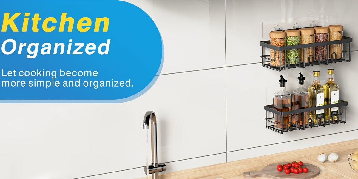 5-Pack Adhesive Shower Caddy Organizer – No Drilling Rustproof Stainless Steel Shower Shelves with Soap Holder, Wall Mounted Bathroom Storage Rack for Renters Family Apartment, Random Colors