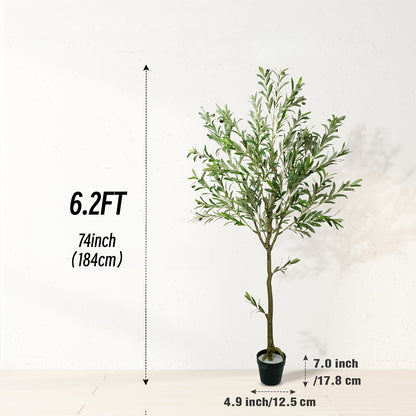 Artificial Olive Tree Indoor 7.2FT 8FT – Potted Tall Faux Olive Tree with Lifelike Trunk, Branches, Fruits & Leaves for Living Room Office Bedroom Decor