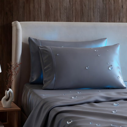 Cooling Bed Sheet Set 3 or 4 Piece Deep Pocket Fitted Sheet Flat Sheet Pillowcase Hotel Luxury Soft Wrinkle Free Twin Full Queen King Size 22 Colors