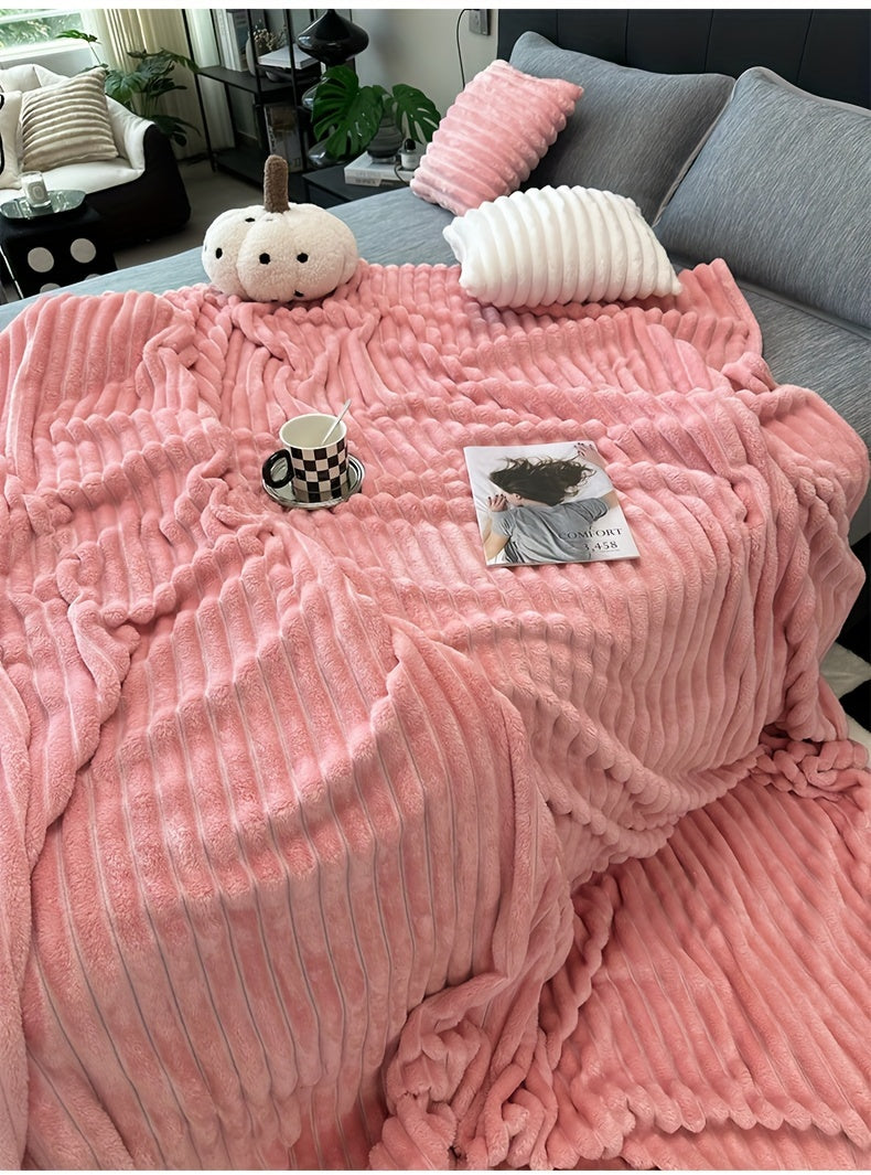 Faux Rabbit Fur Fleece Blanket Ultra-Soft 3D Double-Sided Throw – All-Season Plush Blanket for Bed, Couch & Travel, Multi-Color in 4 Sizes: White, Pink, Gray, Khaki, Purple & More