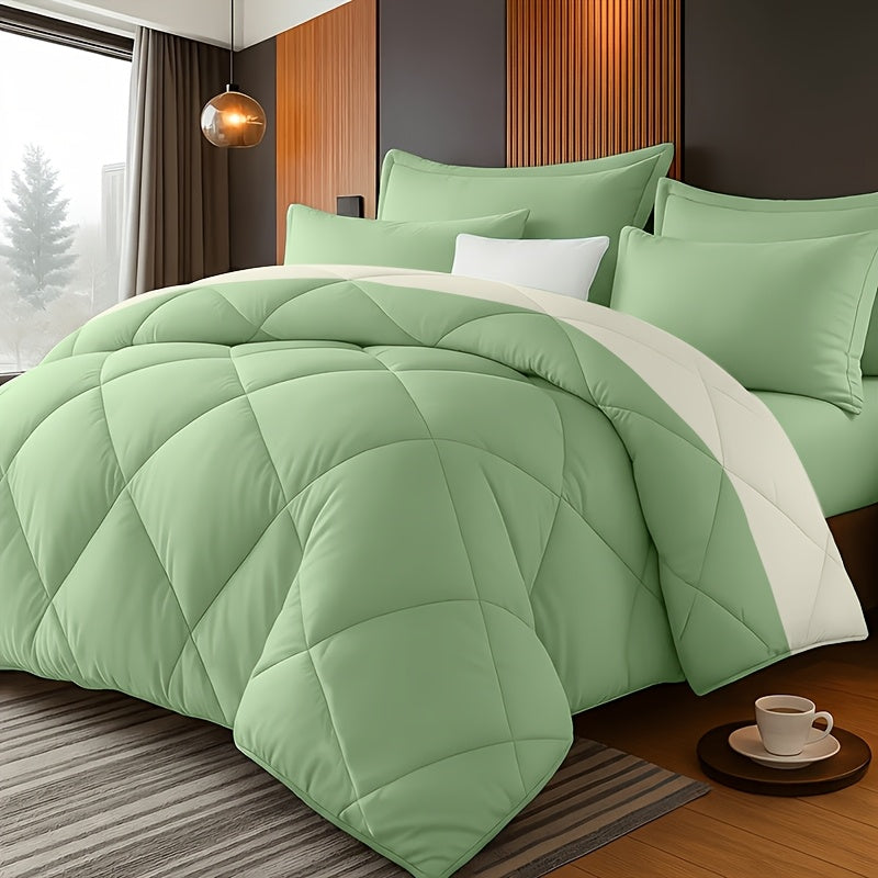 Thin Quilt Bedding Set with Pillowcases Lightweight Breathable Summer Comforter Solid Color Bed Quilt Twin Full Queen King Size Soft Fiber Filled Blanket for Bedroom