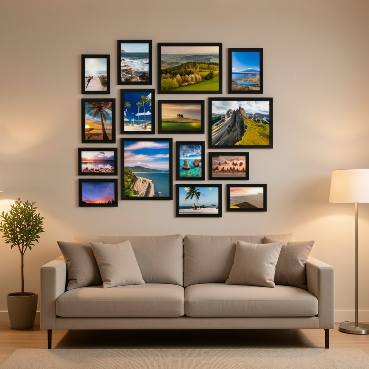 Gallery Wall Picture Frames Set 15pcs Collage Photo Frame Multi Size 8x10 5x7 4x6 Wall Mount or Tabletop Display Black Home Decor Family Photos