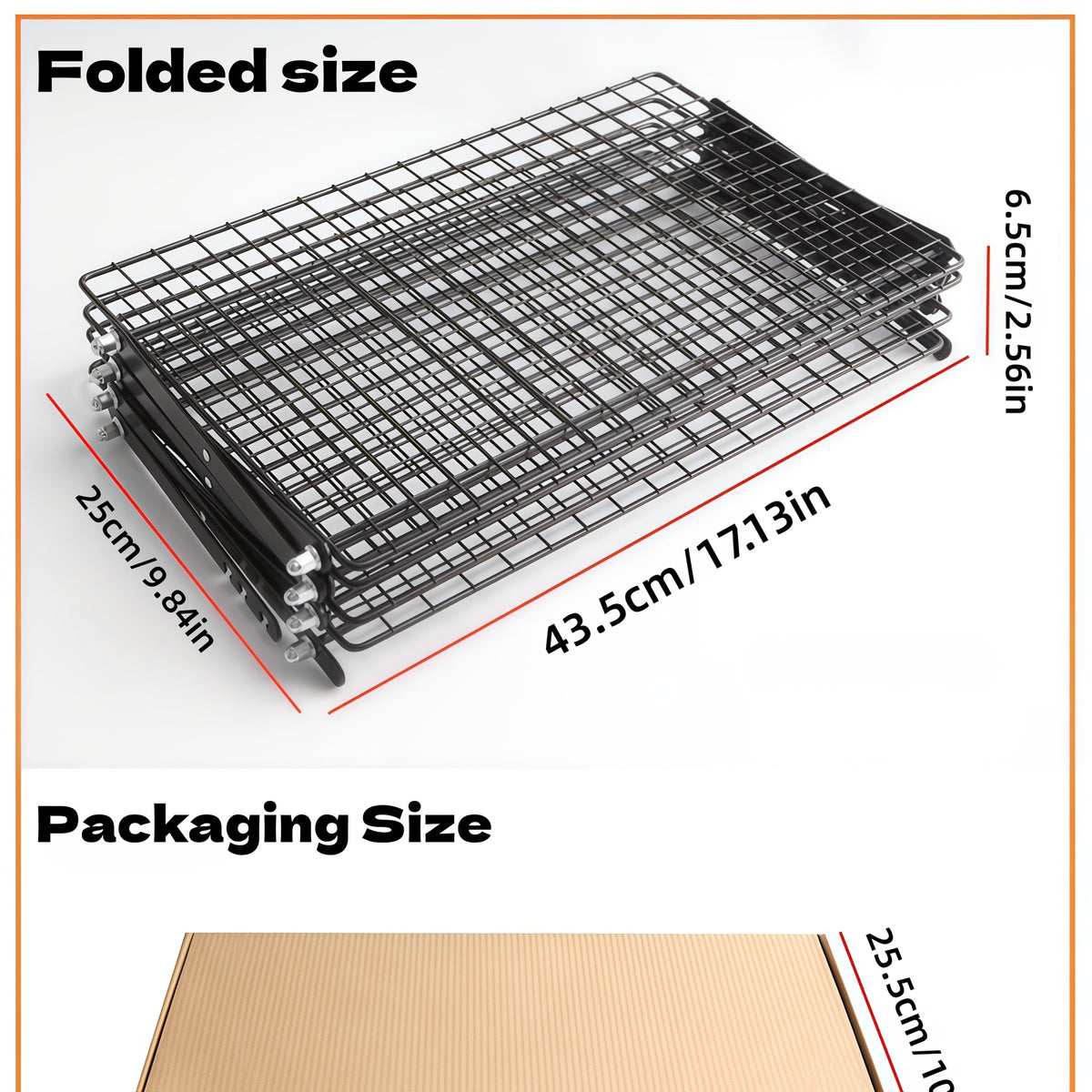 Foldable Cooling Rack Stackable Baking Wire Rack, Collapsible Metal Drying Rack with Adjustable Multi-Tier Design for Baking, Roasting, Grilling & Camping – 3-Tier, 4-Tier or 6-Tier Set