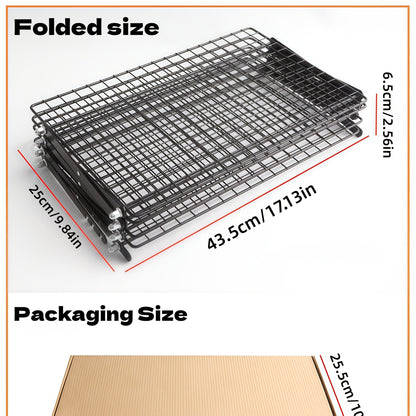 Foldable Cooling Rack Stackable Baking Wire Rack, Collapsible Metal Drying Rack with Adjustable Multi-Tier Design for Baking, Roasting, Grilling & Camping – 3-Tier, 4-Tier or 6-Tier Set