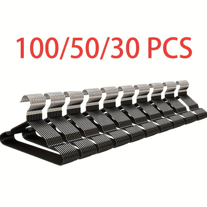 Heavy Duty Metal Clothes Hangers Non-Slip Bulk Set 30/50/100 Pack – High Manganese Steel Coat Hangers Thickened Waterproof Rust-Proof, Space Saving Closet Organizer for Home & Commercial Use
