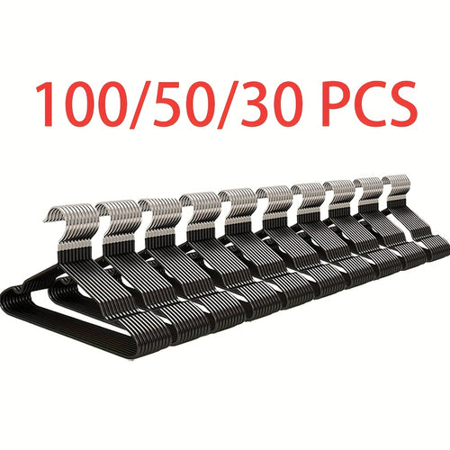 Heavy Duty Metal Clothes Hangers Non-Slip Bulk Set 30/50/100 Pack – High Manganese Steel Coat Hangers Thickened Waterproof Rust-Proof, Space Saving Closet Organizer for Home & Commercial Use