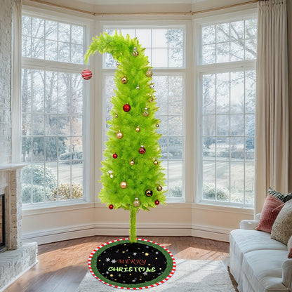 Artificial Christmas Tree 6 Foot with String Lights, Tree Skirt, Christmas Balls & Stand - Bendable Full Xmas Tree Set for Home, Shop Window & Party Decorations, Unique Holiday Decor Indoor Display
