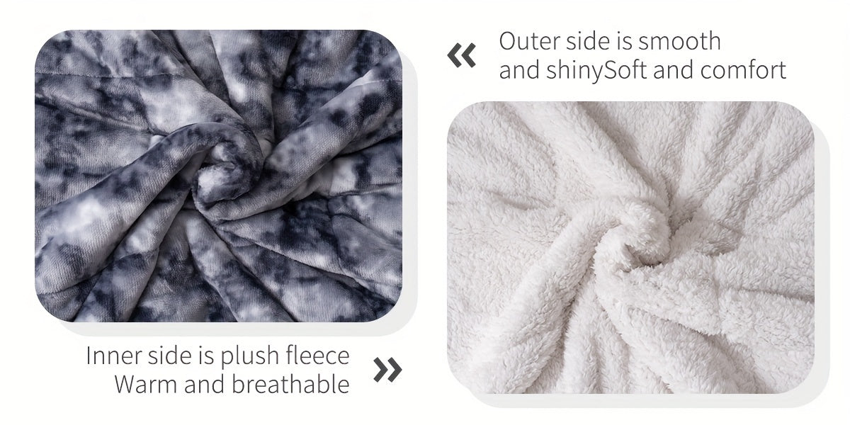 Sherpa Fleece Blanket 500GSM Three-Layer Warm Throw Blanket for Sofa Couch Bed Camping - Soft Plush Blanket All Seasons Navy Blue Beige Dark Gray Tie-dye Grey