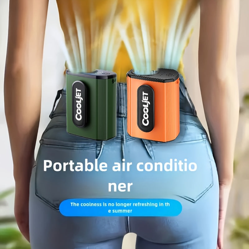 Portable Neck Fan 5000mAh - Wearable Waist Clip Hanging Fan with 18000RPM Brushless Motor, 4-Speed Wind, LED Battery Indicator, Hands-Free Personal Fan for Outdoor Work Camping Hiking, Military Green Orange