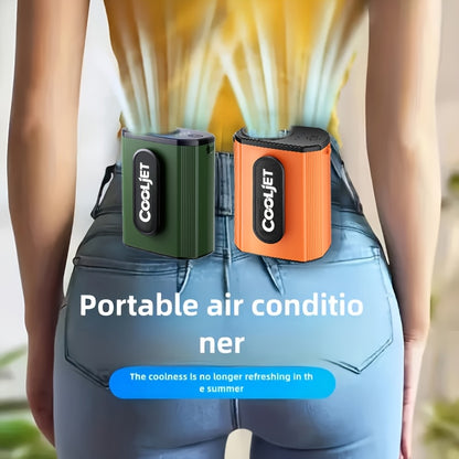 Portable Neck Fan 5000mAh - Wearable Waist Clip Hanging Fan with 18000RPM Brushless Motor, 4-Speed Wind, LED Battery Indicator, Hands-Free Personal Fan for Outdoor Work Camping Hiking, Military Green Orange