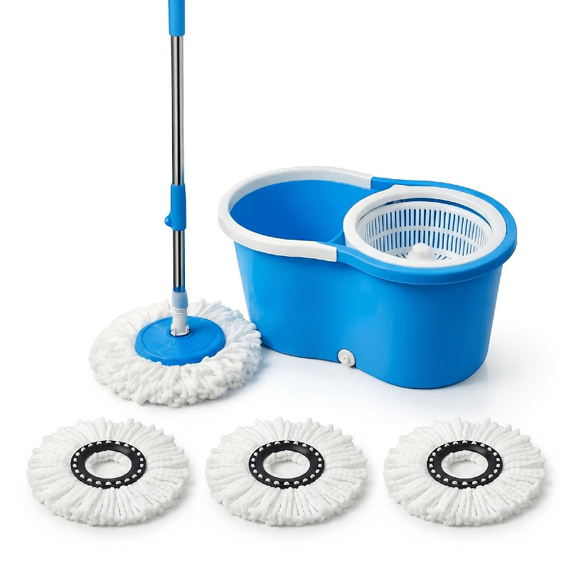 Spin Mop and Bucket Set with Wringer, 4 Microfiber Replacement Heads 42" Adjustable Handle, 360 Degree Spinning Mop Bucket System for Hardwood Tile Laminate Floor Cleaning, Standard Compact Upgrade with Soap Dispenser
