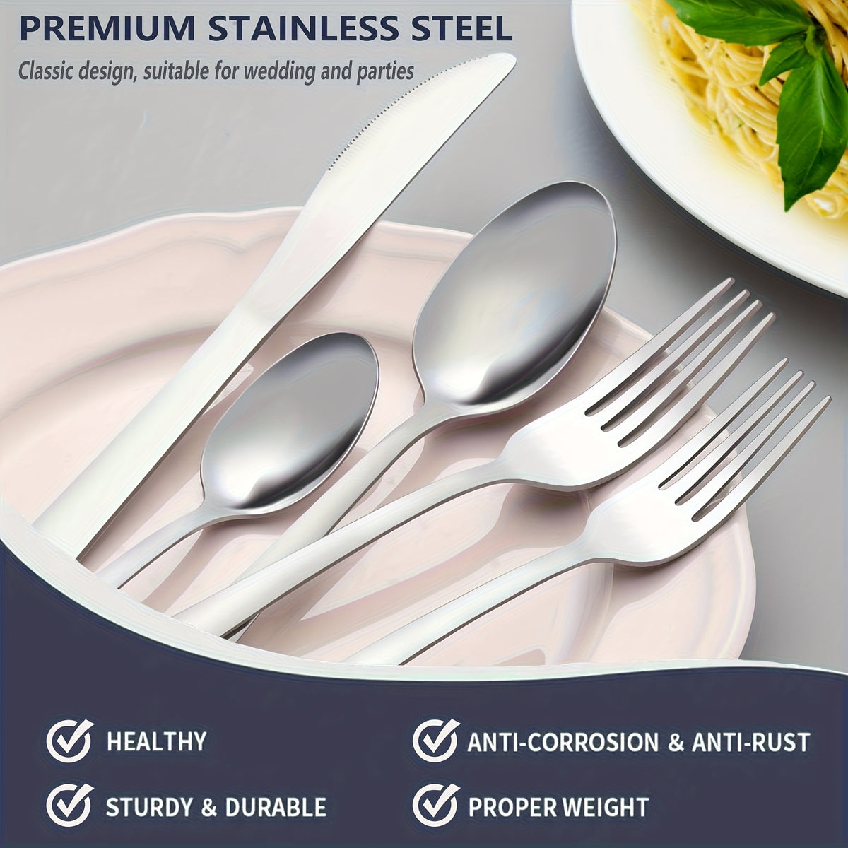 Stainless Steel Silverware Set 60 & 90 Piece – Flatware Cutlery Set for 12 or 18, Includes Steak Knives, Salad Forks & Dessert Spoons, Gift Box, Dishwasher Safe