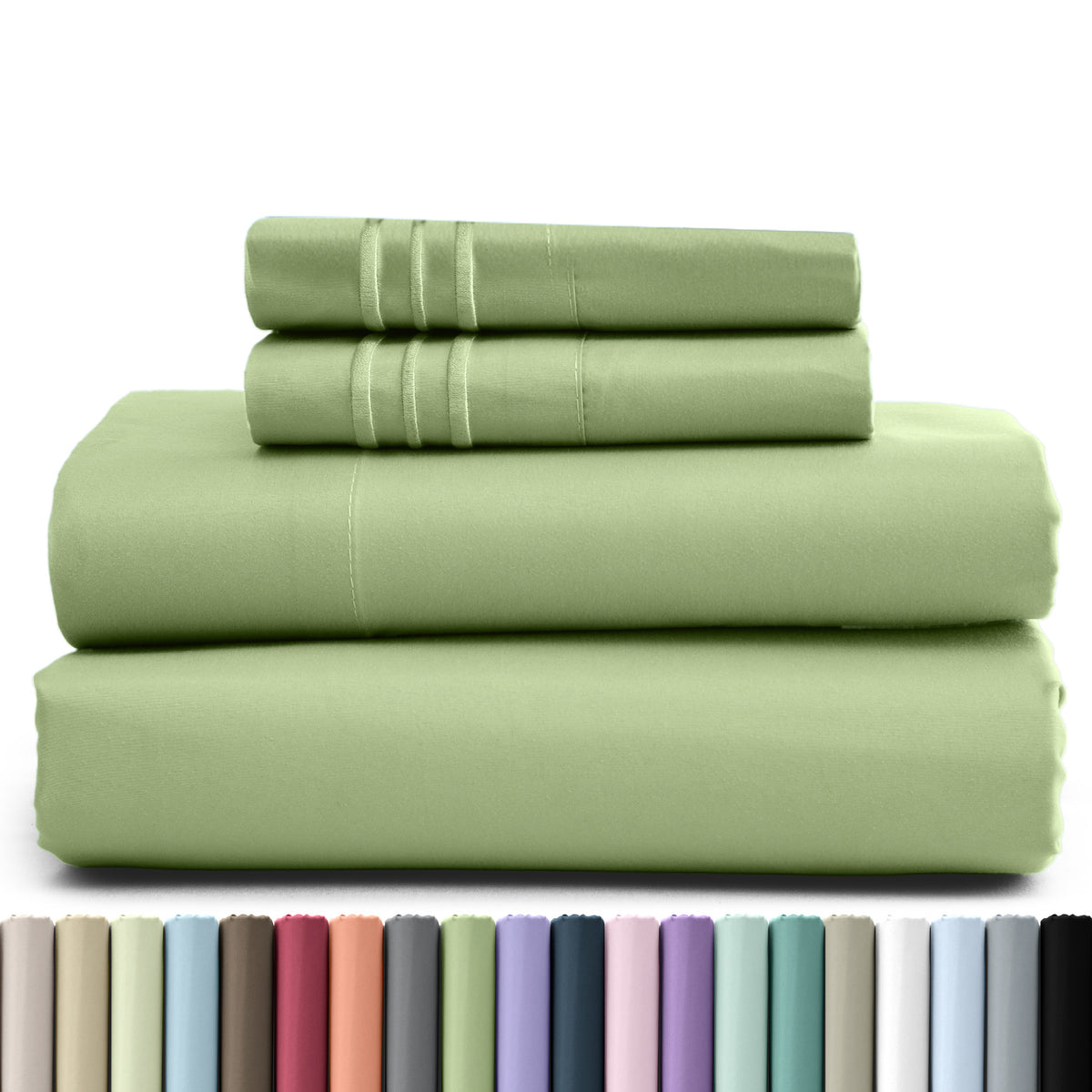 1800 Series Bed Sheets Set 4 Pieces – Brushed Microfiber Deep Pocket Sheet Set with Pillowcases, Cooling & Breathable Bedding for All Seasons, Fade Resistant, Fits Mattresses Up to 16 Inches