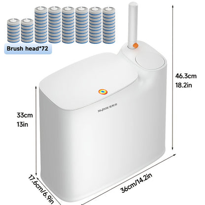 Toilet Brush with Trash Can 2-in-1 Bathroom Set - Slim 7.7L Waste Bin with Disposable Brush Heads, Space Saving Narrow Bathroom Trash Can with Lid for Small Bathroom RV Apartment