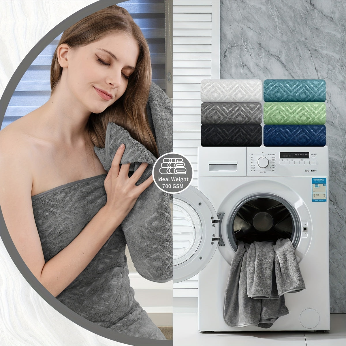 700GSM Bath Towel Set 8 Pack – Ultra-Soft Thick Extra Large Highly Absorbent Quick Dry Towels, Includes 2 Oversized Bath Towels, 2 Hand Towels & 4 Washcloths for Bathroom, Hotel, Gym & Spa