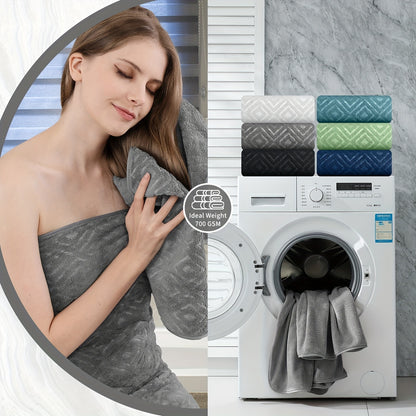 700GSM Bath Towel Set 8 Pack – Ultra-Soft Thick Extra Large Highly Absorbent Quick Dry Towels, Includes 2 Oversized Bath Towels, 2 Hand Towels & 4 Washcloths for Bathroom, Hotel, Gym & Spa