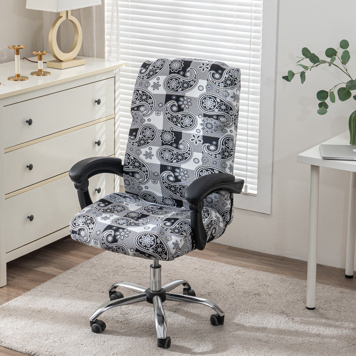 Stretch Printed Office Chair Cover | Universal Spandex Desk Chair Slipcover with Zipper | Removable Washable Anti-Dust Chair Protector, Multiple Colors