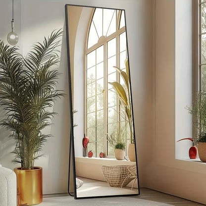 Full Length Mirror Floor Standing with LED Lights – Arched & Rectangle Aluminum Frame Dressing Mirror for Bedroom & Living Room, Black Gold White, 16x59 / 21x64 / 26x71 Inch