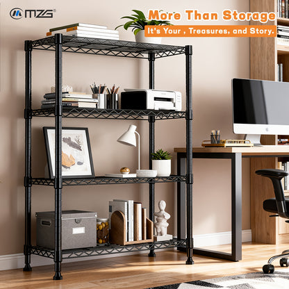 Heavy Duty Wire Shelving Unit 3/4/5 Tier Steel Storage Rack 1000-2000 lbs Capacity, Adjustable Metal Utility Shelf for Garage Kitchen Office Bathroom, No-Tool Assembly Baker's Rack Organizer Chrome Black