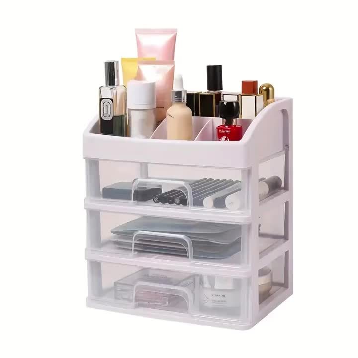 4-Layer Cosmetic Storage Organizer with 3 Pull-Out Drawers Large Capacity Skincare Makeup Desktop Rack No Assembly Bathroom Bedroom Vanity Organizer Gift for Women