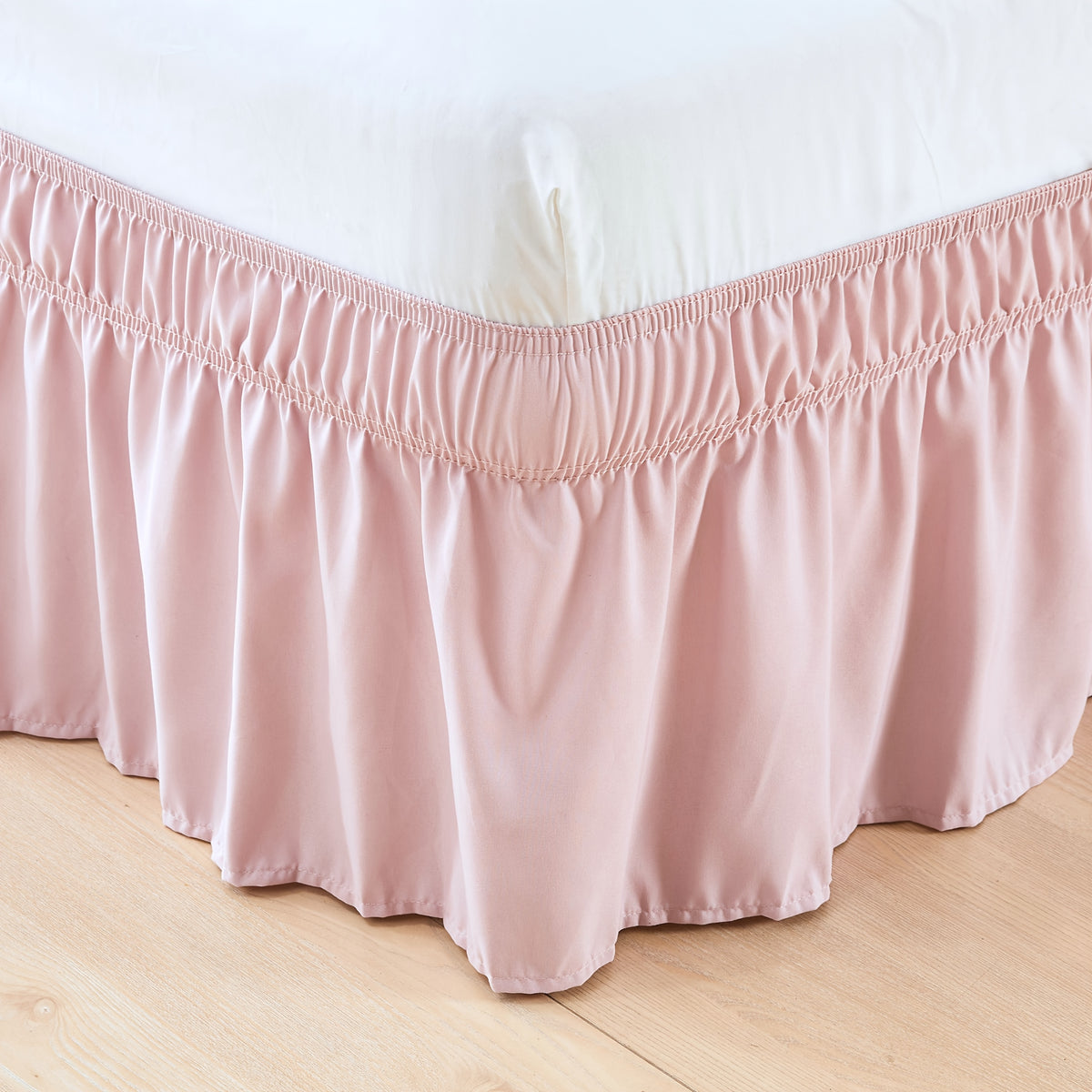 Bed Skirt Wrap Around Elastic – 15 Inch Drop Microfiber Dust Ruffle No Lift Needed Adjustable Hotel Quality Fade Resistant Machine Washable Twin Full Queen King 30 Colors