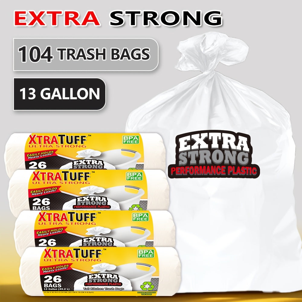 Expandable Trash Bags 13 Gallon Boxed Heavy Duty – Super Strong Leak-Resistant Odor-Proof Garbage Bags, Multiple Count Options 44 to 360 Bags, Drawstring & Clear Styles, Kitchen Bedroom Outdoor Use