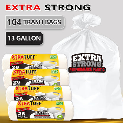 Expandable Trash Bags 13 Gallon Boxed Heavy Duty – Super Strong Leak-Resistant Odor-Proof Garbage Bags, Multiple Count Options 44 to 360 Bags, Drawstring & Clear Styles, Kitchen Bedroom Outdoor Use