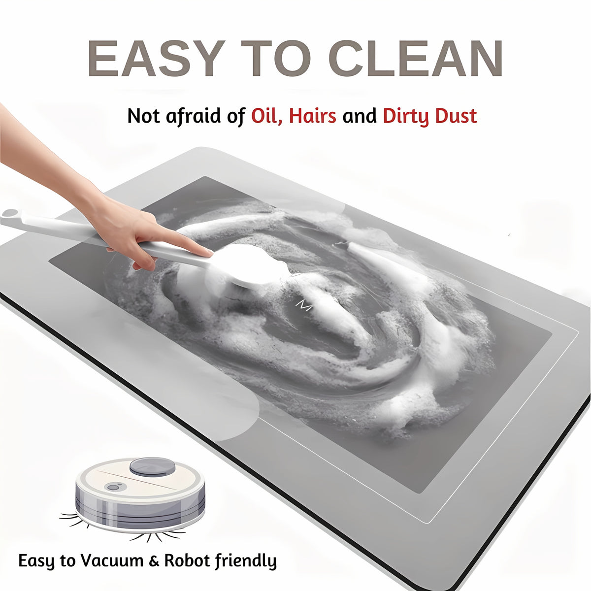 Diatomaceous Earth Bath Mat Non-Slip Quick Dry Absorbent Kitchen Floor Mat 2.5cm Thick 1750g/m² Soft Cushion Wipe Clean Bathroom Rug Anti-Slip Home Floor Mat
