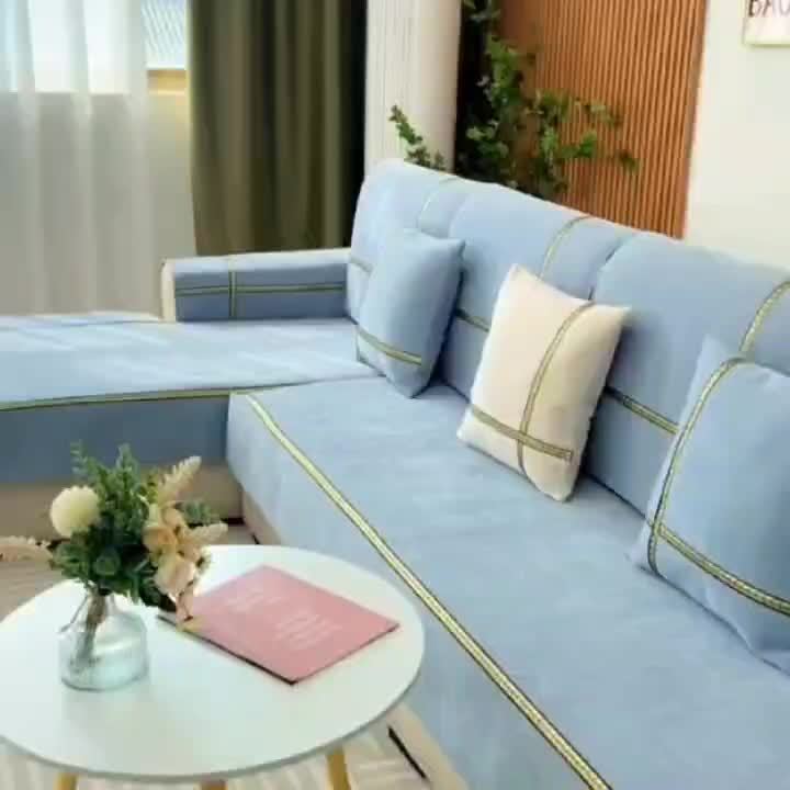 Chenille Sofa Cover Pet-Friendly All-Season Slipcover Furniture Protector for Living Room Bedroom Office - Fits Single 2 3 4 Seater Sofa - Blue-Green Deep Gray Off White Light Gray