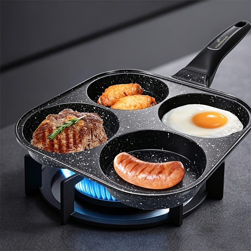 Nonstick Omelet Pan Small Frying Pan - Aluminum Egg Skillet with Heat-Resistant Wooden Handle, Easy Food Release Breakfast Pan for Eggs, Omelettes, Burgers & Pancakes, Easy to Clean Kitchen Cookware