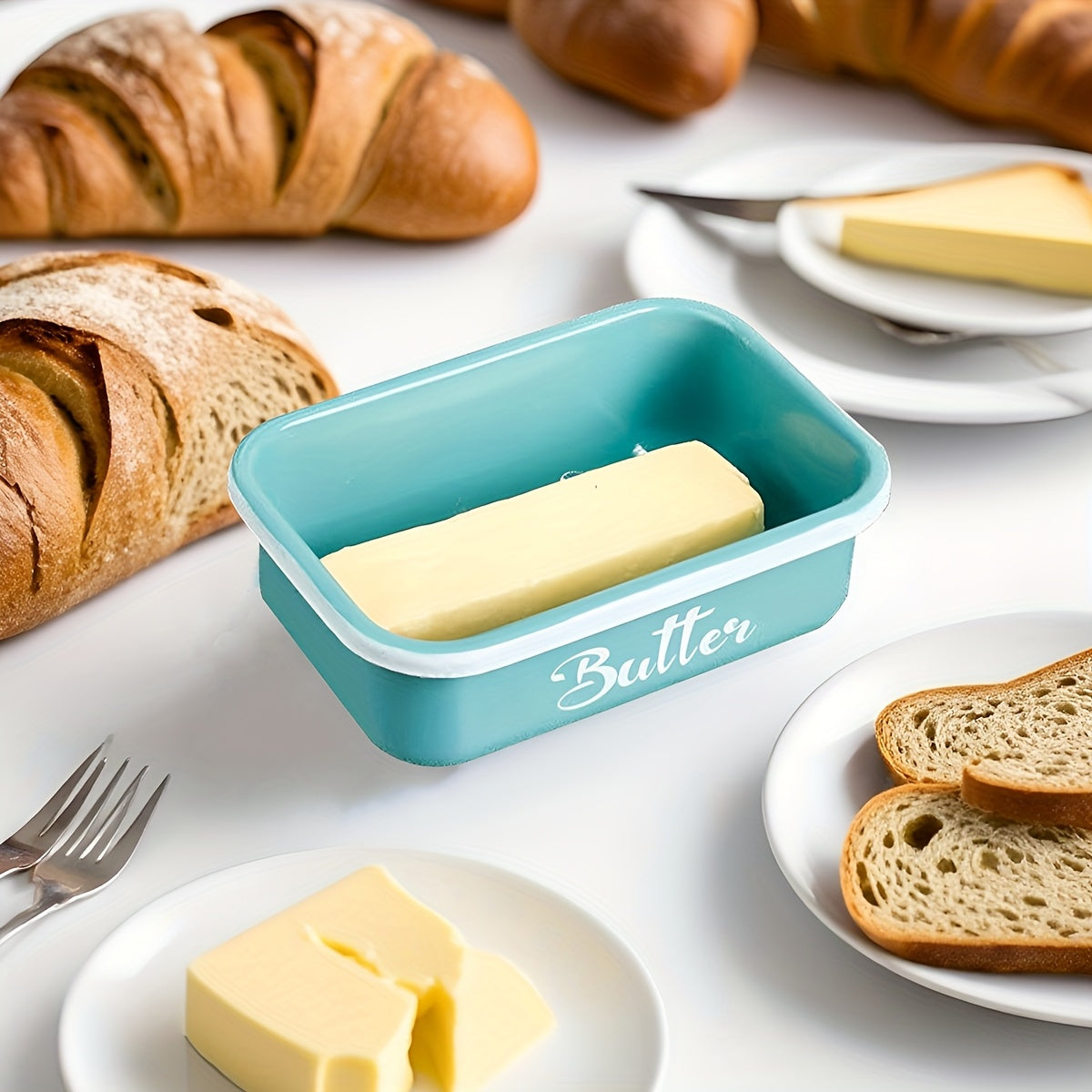 Butter Dish with Bamboo Lid and Knife – Airtight Iron Butter Keeper & Cheese Storage Box, Large Capacity, Elegant Holiday Serving Dish for Kitchen Table, Mother's Day & Christmas Gift, Black/Grey/Green