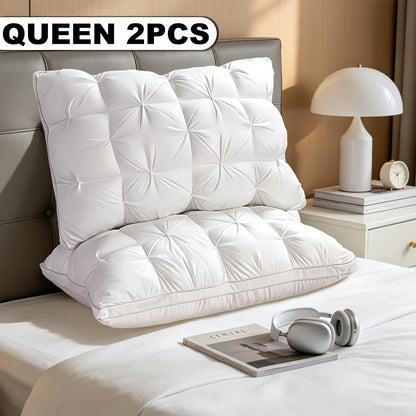 Luxury Bed Pillows 2 Pack with Satin Cover Hotel Quality, Non-Sinking High Pillow Core Hypoallergenic Polyester, Deep Sleep Neck Support Cooling All-Season Pillow Set for Bedroom, Ideal Gift