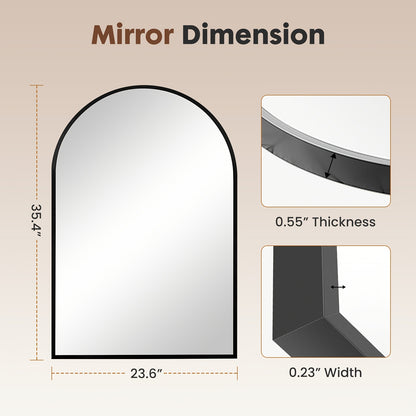 Gold Black Arch Mirror Wall Mounted Metal Frame Arched Wall Mirror Multiple Sizes for Bathroom Bedroom Entryway Living Room Vanity