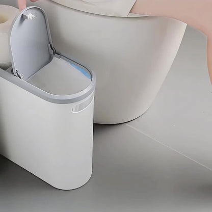 Small Bathroom Trash Can Plastic Wastebasket with Built-In Handles – Compact Rustproof Space-Saving Bin for Bathroom Laundry Office 1 or 2 Pack