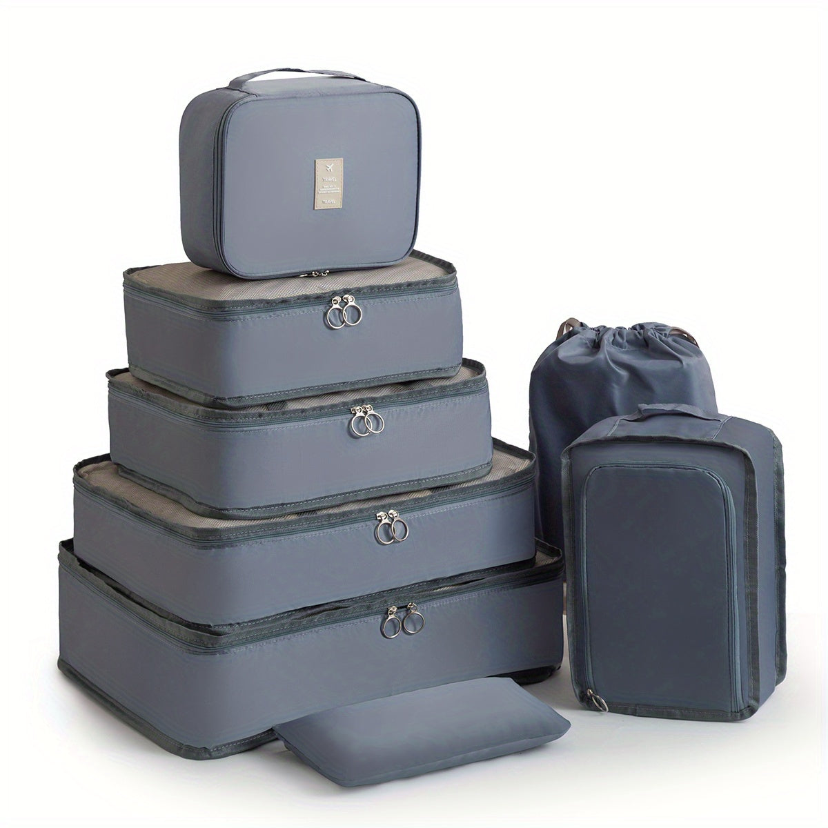 Packing Cubes for Suitcases 8 Piece Set – Travel Luggage Organizer Bags for Men & Women, Compression Waterproof Clothing Shoe Storage Cubes for Carry-On Backpack Family Vacation & Business Travel