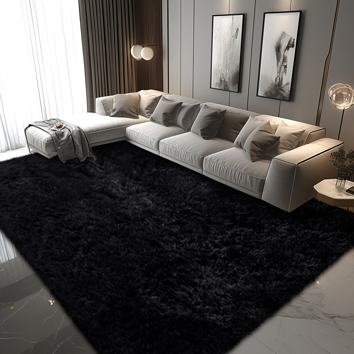 Shaggy Area Rug for Living Room – Ultra-Soft Fluffy Bedroom Carpet, Thick Plush Floor Mat for Home Decor, 5x7 6x9 8x10 9x12 Ft, Tie-Dye & Solid Colors