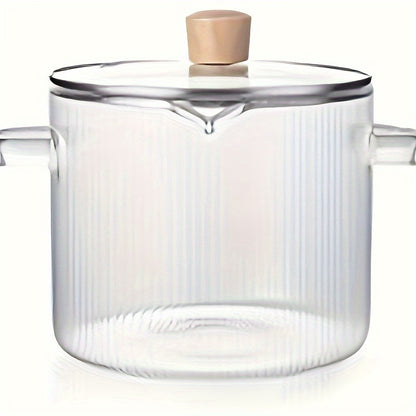 Borosilicate Glass Pot Stovetop Safe Dishwasher Safe Heat Resistant Glass Saucepan - Small Large for Soup Milk Baby Food Noodles Tea - Home Kitchen Restaurant Use Clear Glass Cookware