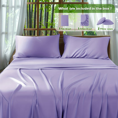 2000 Thread Count Bamboo Bed Sheets Set 4pcs Cooling Breathable Soft Hotel Luxury 16 Deep Pocket Wrinkle Shrink Resistant All Season Hot Sleepers